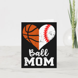 Cartão Mãe de Ball Heart Divertido Baseball Basball Mãe