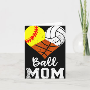 Cartão Mãe de Bola Engraçada Softbol Volei Basquete Mãe