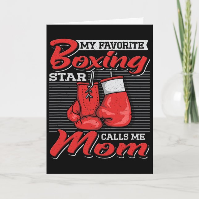 Cartão Mãe de Boxeador Meu Astro de Boxe Favorito Me Cham (Frente)