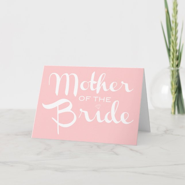 Cartão Mãe de Bride - Script Retro Branco A Rosa (Frente)
