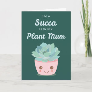 Cartão Mãe de dia de os namorados com Kawaii Succulent