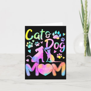 Cartão Mãe de gato mãe de cachorro garota mulheres dia da