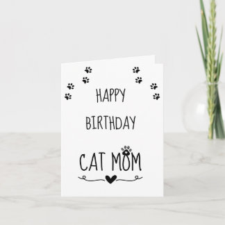 Cartão Mãe de Gato Minimalista Aniversário Impressão de P