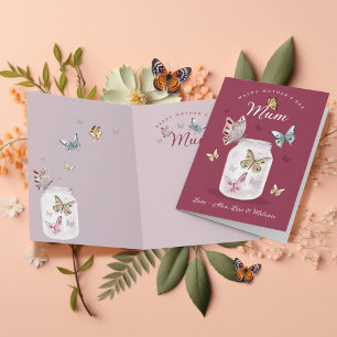 Cartão Mãe de presente feliz Borboletas de Aquarela de Di