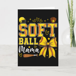 Cartão Mãe de Softball Coquette Laço Mãe de Softball Dia 