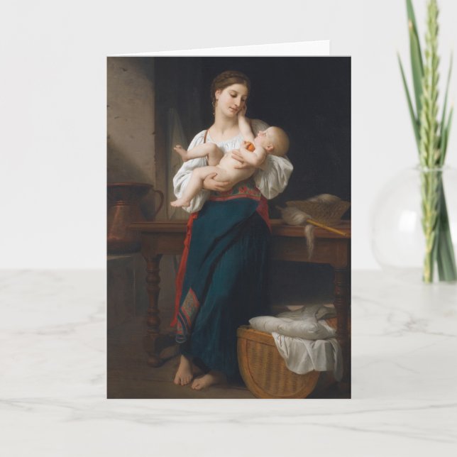 Cartão Mãe e Criança (por Bouguereau) (Frente)