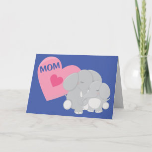 Cartão Mãe e Dia de as mães de bebê elefante