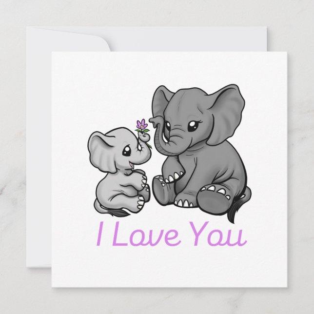 Cartão "Mãe e Elefante para Bebês" (Frente)