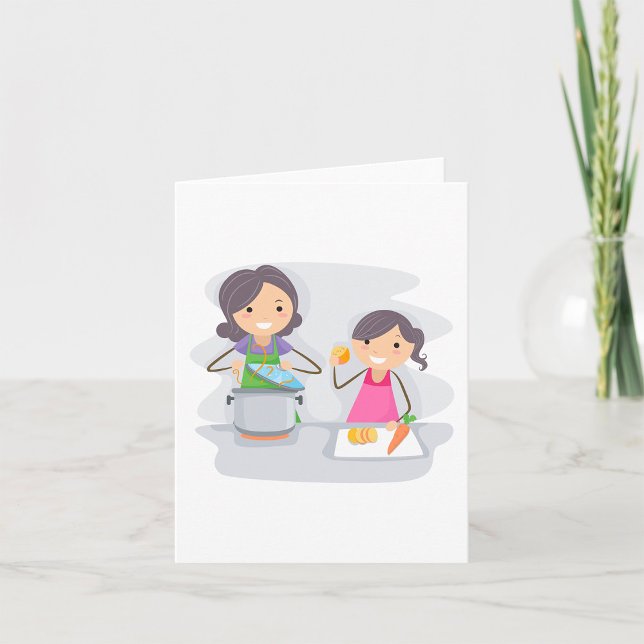 Cartão Mãe e Filha Cozinhando Juntas (Criador carregado)