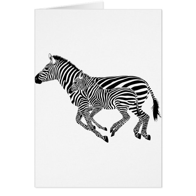 Cartão Mãe e Filho da abstrato Zebras (Frente)