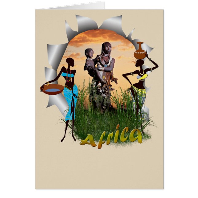 Cartão Mãe e filho de África (Frente)
