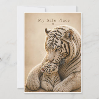 Cartão Mãe e Filhote de Tigre Branco – Meu Lugar Seguro –