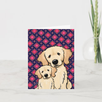 Cartão Mãe e Filhote do Golden Retriever
