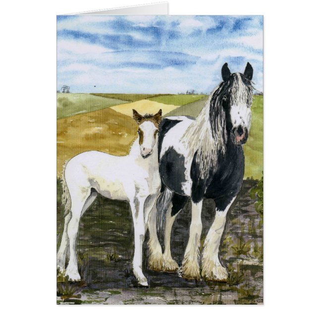 Cartão 'Mãe e Foal' (Frente)