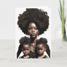 Cartão Mãe e Gêmeos Afro-Americanos, Dia de as mães