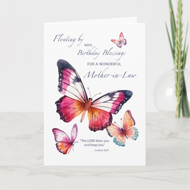Cartão Mãe em Direito Aniversário Religioso com Borboleta (Frente)