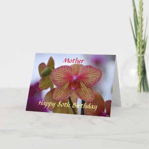 Cartão Mãe Feliz 80 Aniversário Orquídea de Phalaenops
