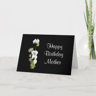 Cartão Mãe Feliz Aniversário Orquídeas Brancas