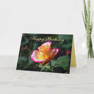 Cartão Mãe Feliz Aniversário Vermelho, Amarelo e Rosa B
