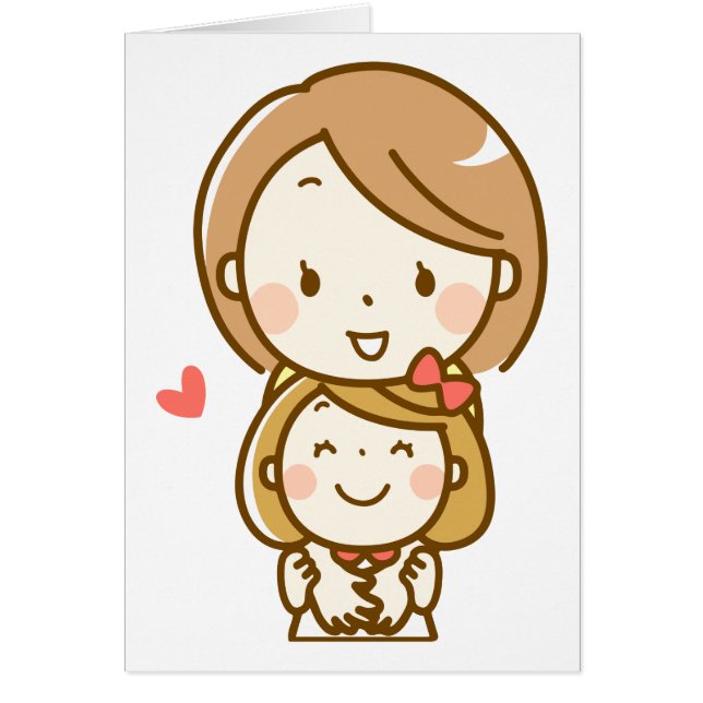 Cartão Mãe feliz e filha que abraçam, pai, amor (Frente)