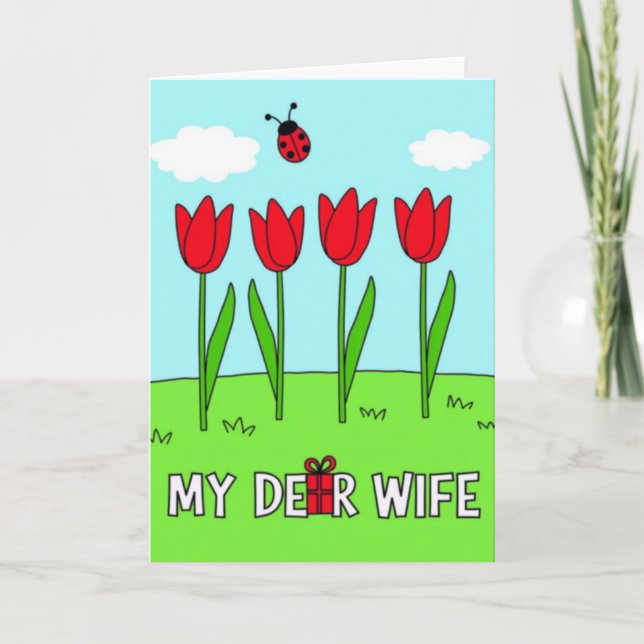 Cartão Mãe Flor de Íris Vermelha (Frente)