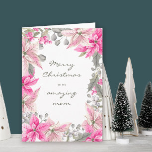 Cartão Mãe Floral de Inverno Rosa Poinsettia Natal