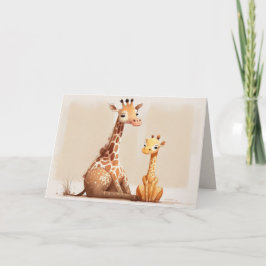Cartão Mãe Girafa com Bebê