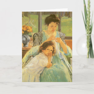 Cartão Mãe jovem costurando por Mary Cassatt, Arte Vintag