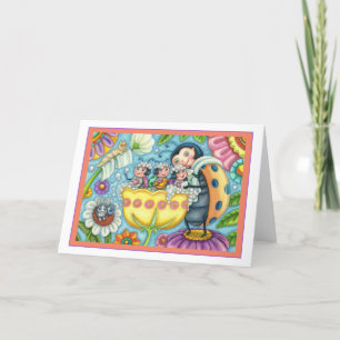 Cartão MÃE LADYBUG E CRIANÇAS, Vazio DE BORRACHA DE TUL