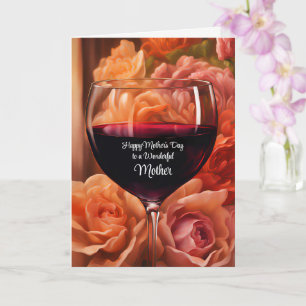 Cartão Mãe mãe Feliz dia de as mães com Vidro de Vinho