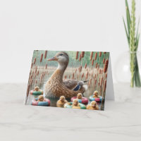 Mãe Mallard Duck com Ducklings para o Aniversário