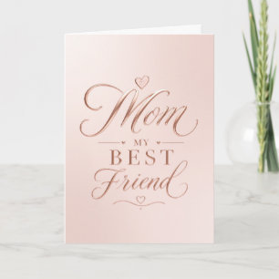 Cartão Mãe Melhor Amiga Tipografia Rosa Dourada Elegante