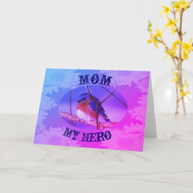 Cartão Mãe Minha Placa De Dia de as mães Bluebird Hero (Flor Amarela)