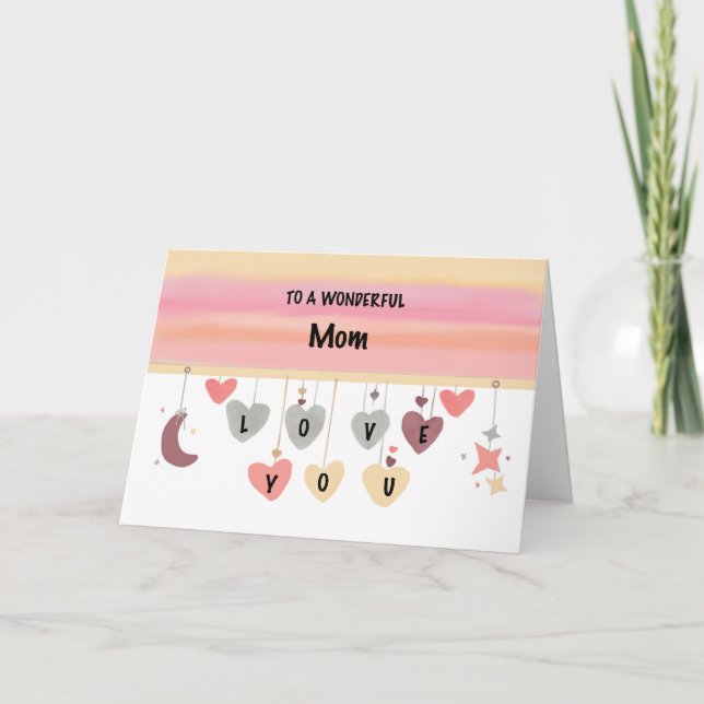 Cartão Mãe Namorados Adora Estrelas de Lua (Frente)