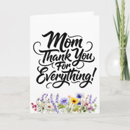 Cartão Mãe, Obrigada por Tudo Aquarela Flor Silvestre