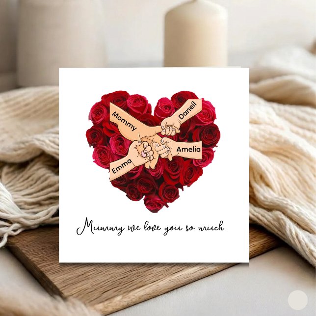Cartão Mãe Personalizada dos Filhos Coração Dia das Mães (Criador carregado)