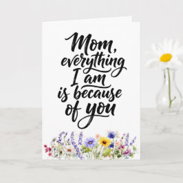 Cartão Mãe Tudo o que Sou Aquarela Flor Silvestre