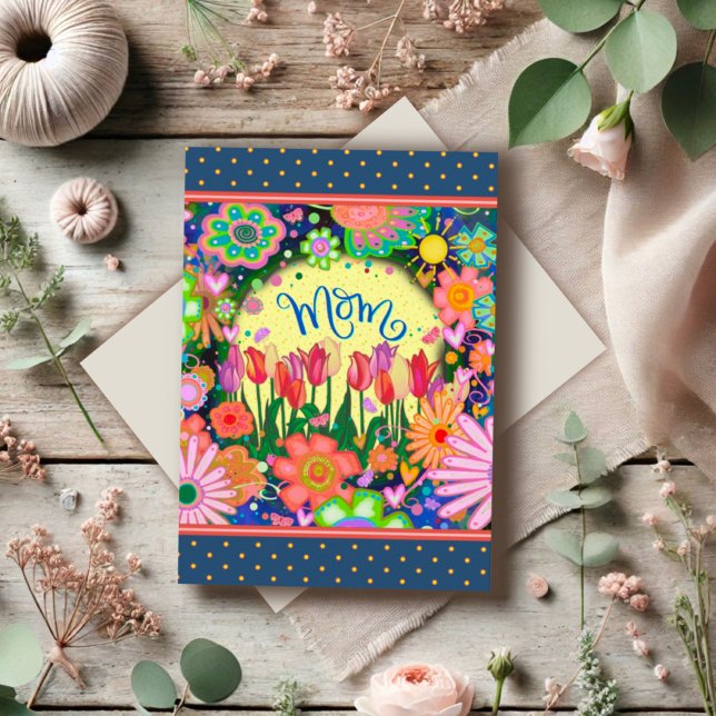Cartão Mãe Tulips Bonito Feliz Dia das Mães (Criador carregado)