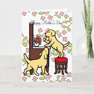 Cartão Mãe Yellow Lab Puppy Duo