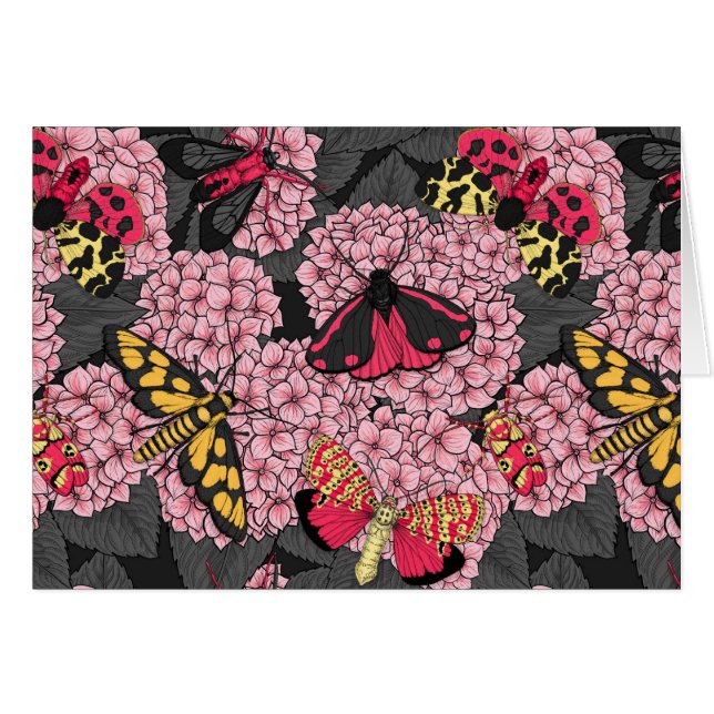 Cartão Mães na hidrangea rosa (Frente Horizontal)