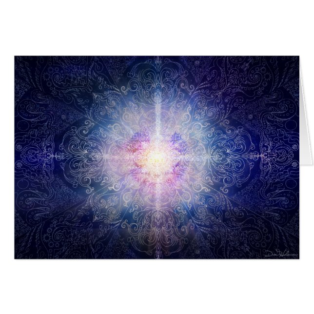 Cartão Magenta azul da mandala (Frente Horizontal)