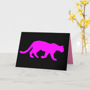Cartão Magenta Cougar Puma Caminhando Silhouette