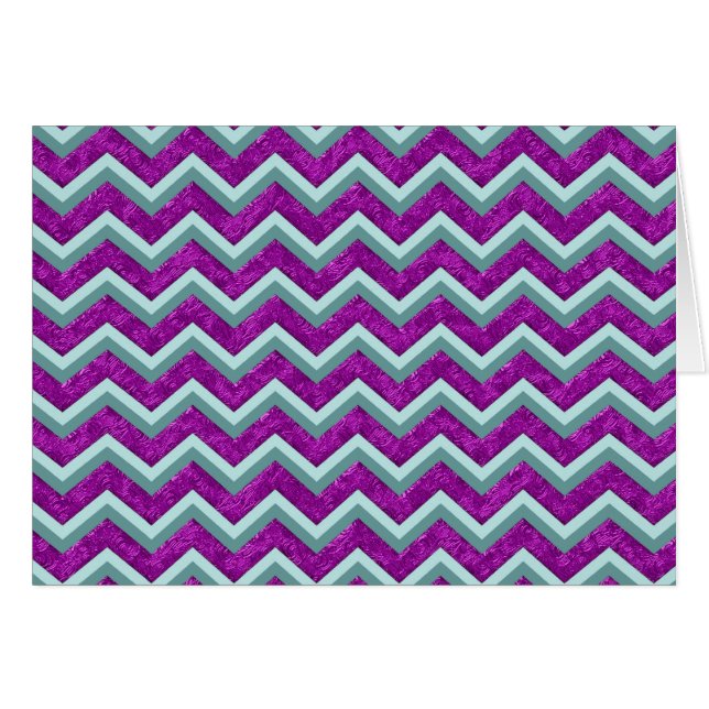 Cartão Magenta Foil e Teal ZigZag Padrão (Frente Horizontal)