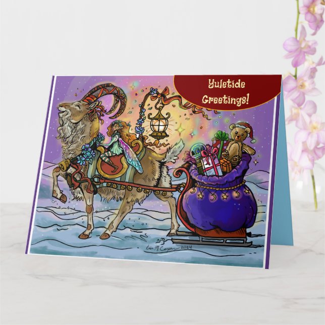 Cartão Magia de Férias do Bode de Yule (Orquídea)
