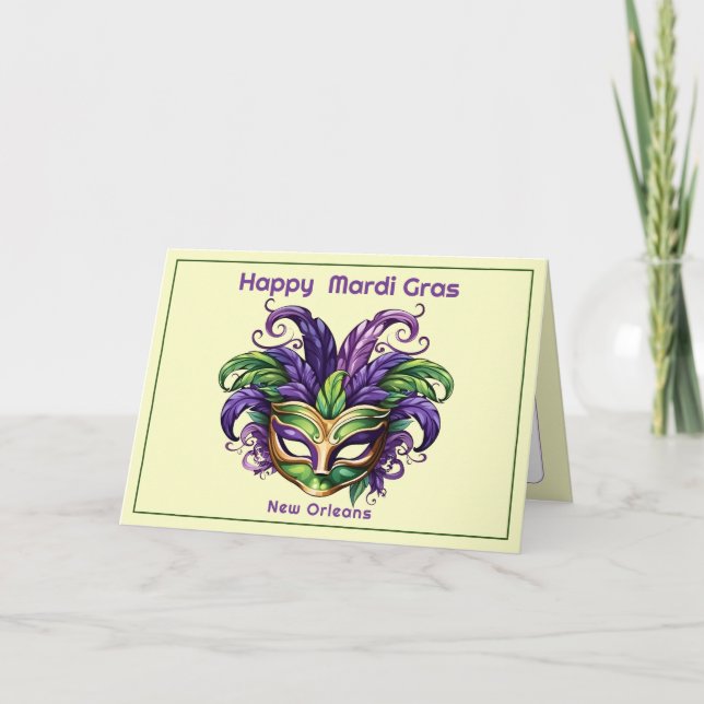 Cartão 💚💜💛 Magia de Mardi Gras  (Frente)