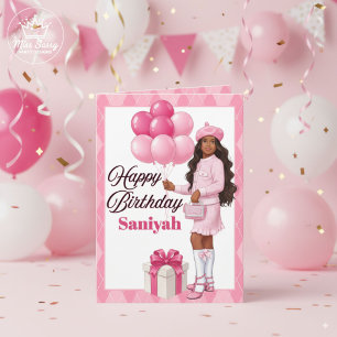 Cartão Magia de Menina Negra Fashion Teen Aniversário Ros