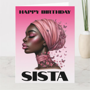 Cartão Magia de Menina Preta Aniversário Irmã Melanina Mu