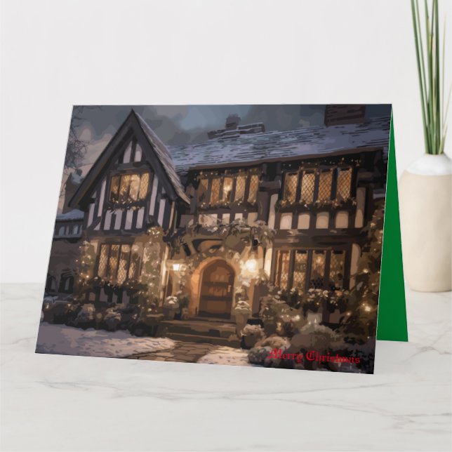 Cartão Magia do Natal Rústico (Frente)