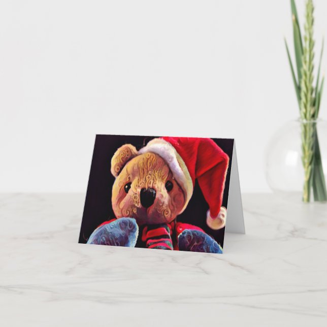 Cartão Mágica carta de saudação do Urso de Teddy de Natal (Frente)