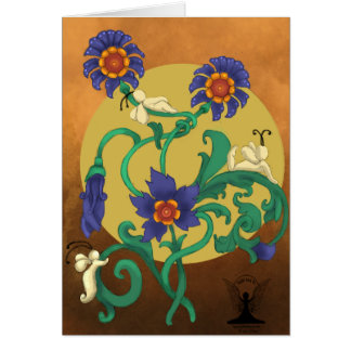 Cartão Mágica floral da arte feericamente mítico